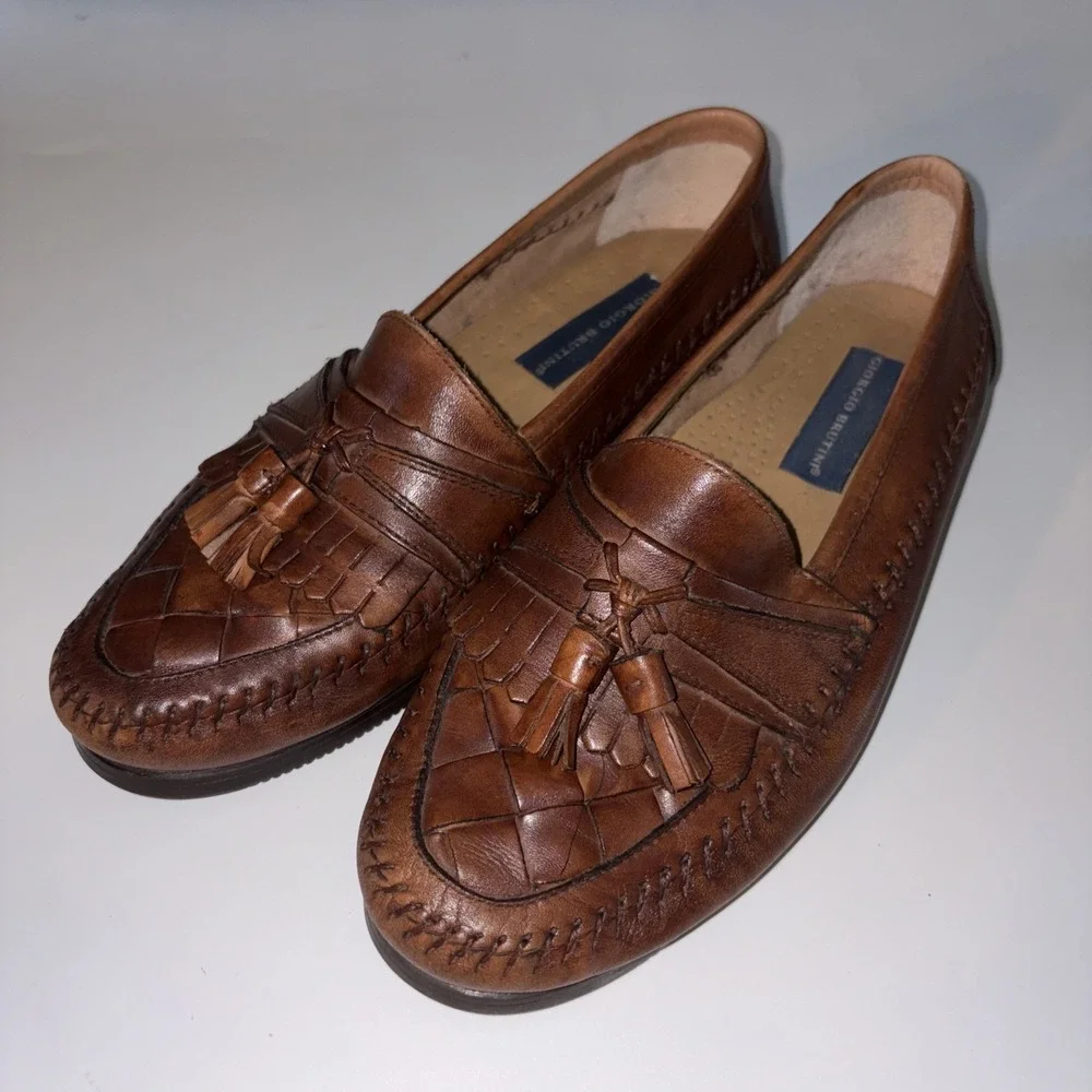 Giorgio Brutini  AustinBrown Leather Tasseled Loafers Shoes Mens Size 8.5 M